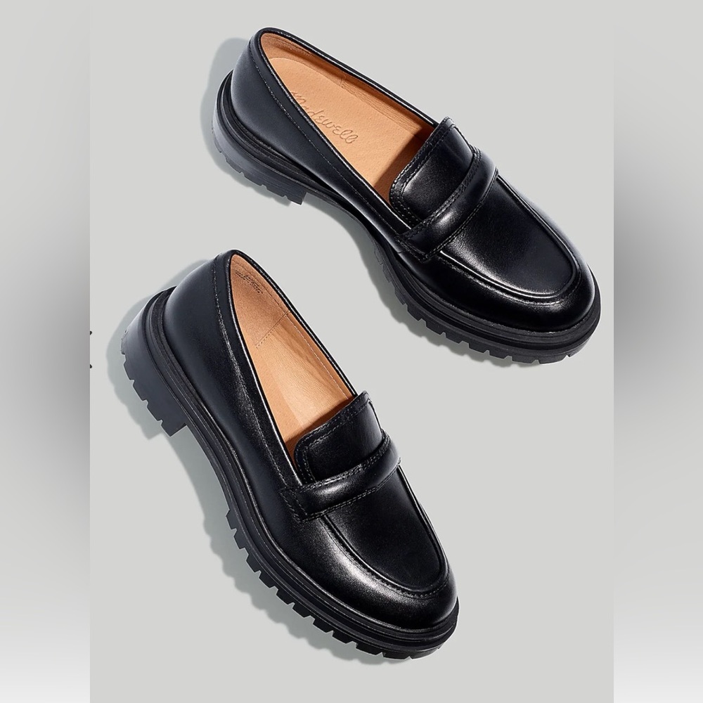 Madewell Bradley lugsole loafer in black leather